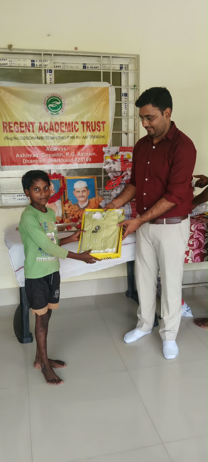 New dress distribution among the orphaned children at Anath Vidyalay.