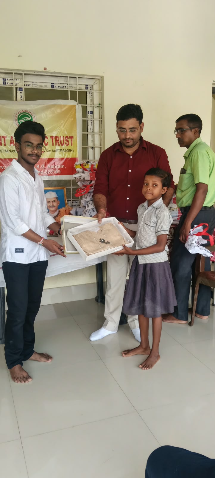 New dress distribution among the orphaned children at Anath Vidyalay.
